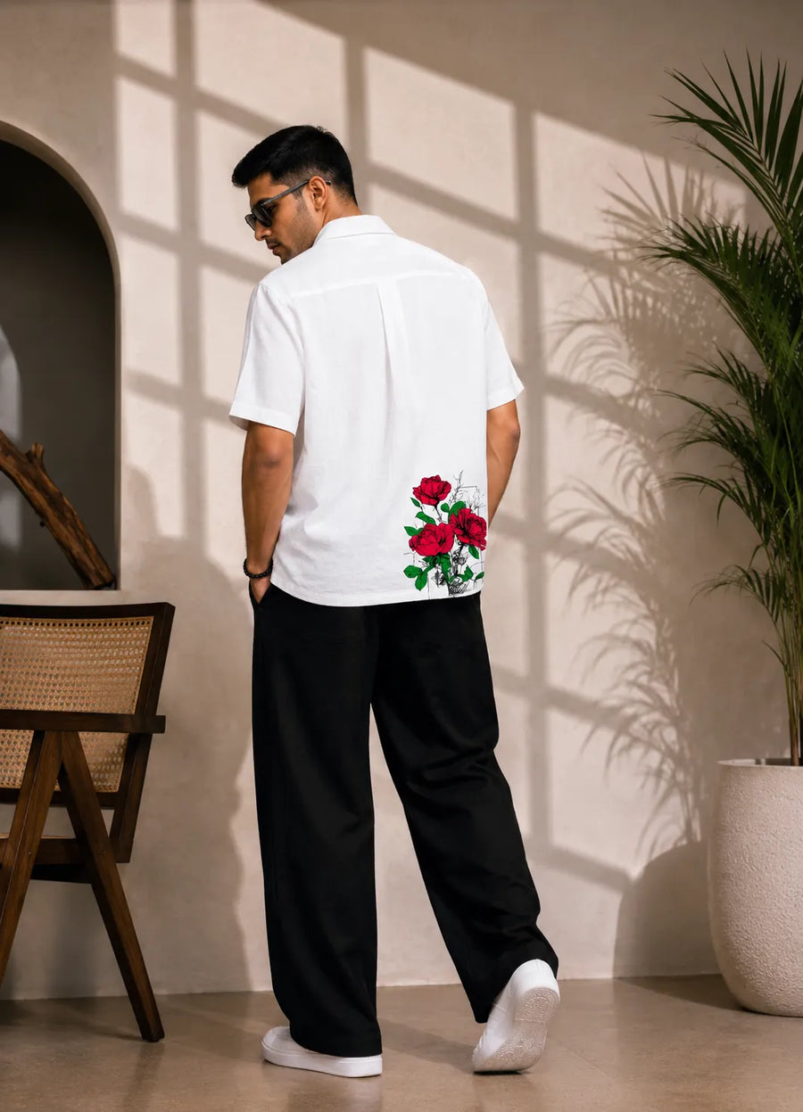 Rebel Crimson Bloom Cuban Shirt