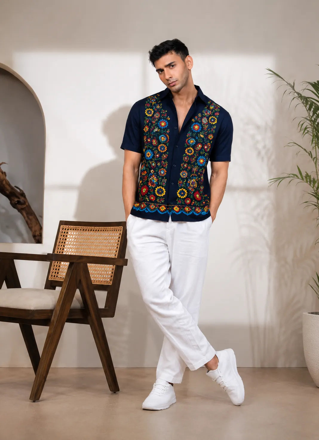 Midnight Kalamkari Linen Shirt