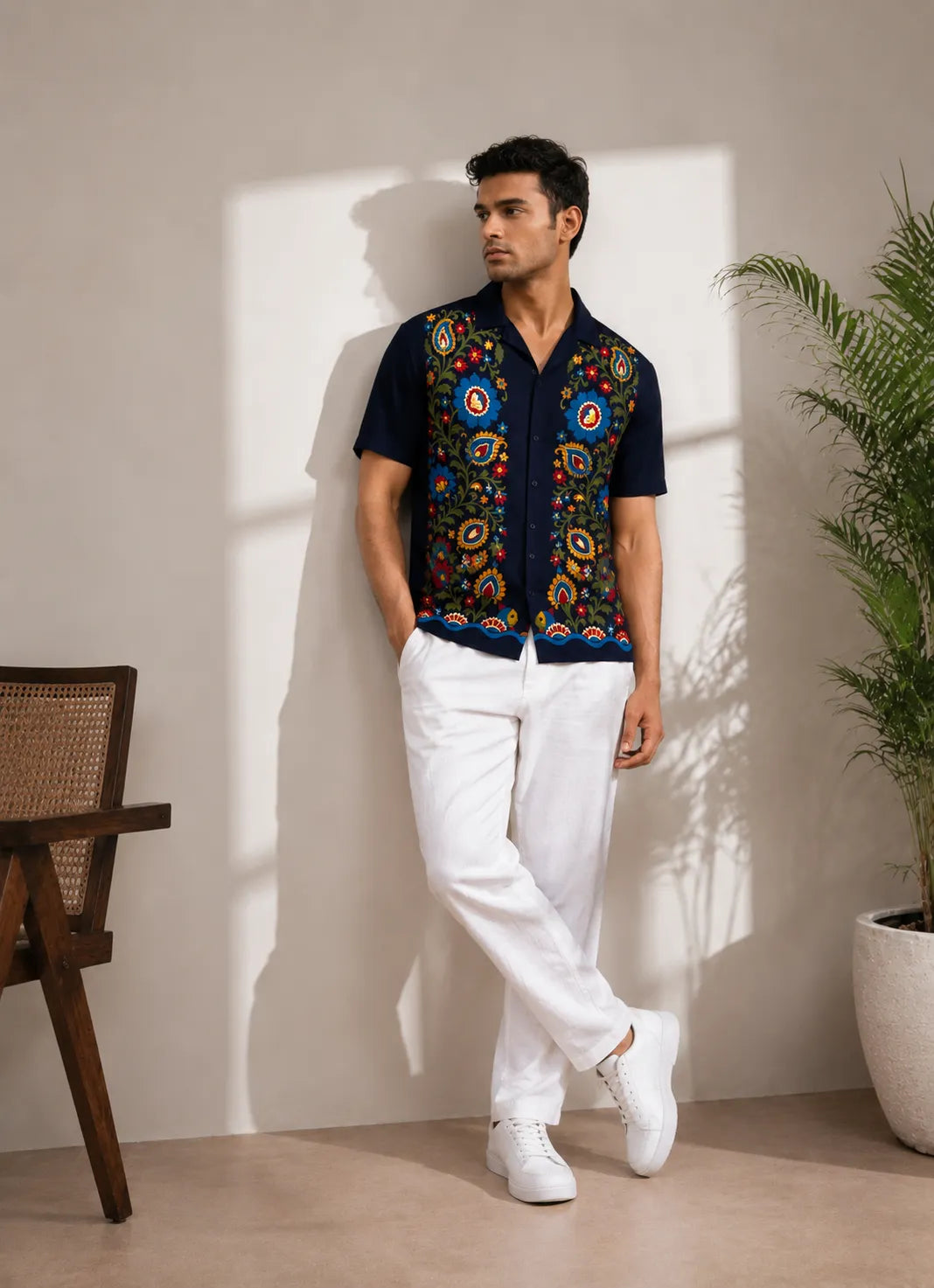 Midnight Kalamkari Linen Shirt
