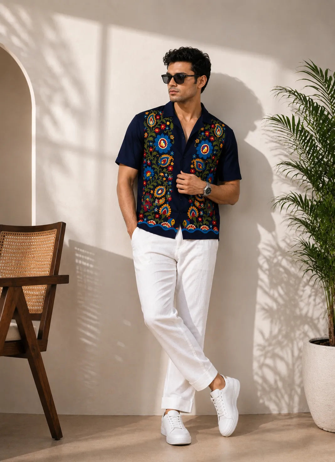 Midnight Kalamkari Linen Shirt