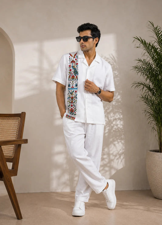 Birds & Floral Premium Linen Shirt