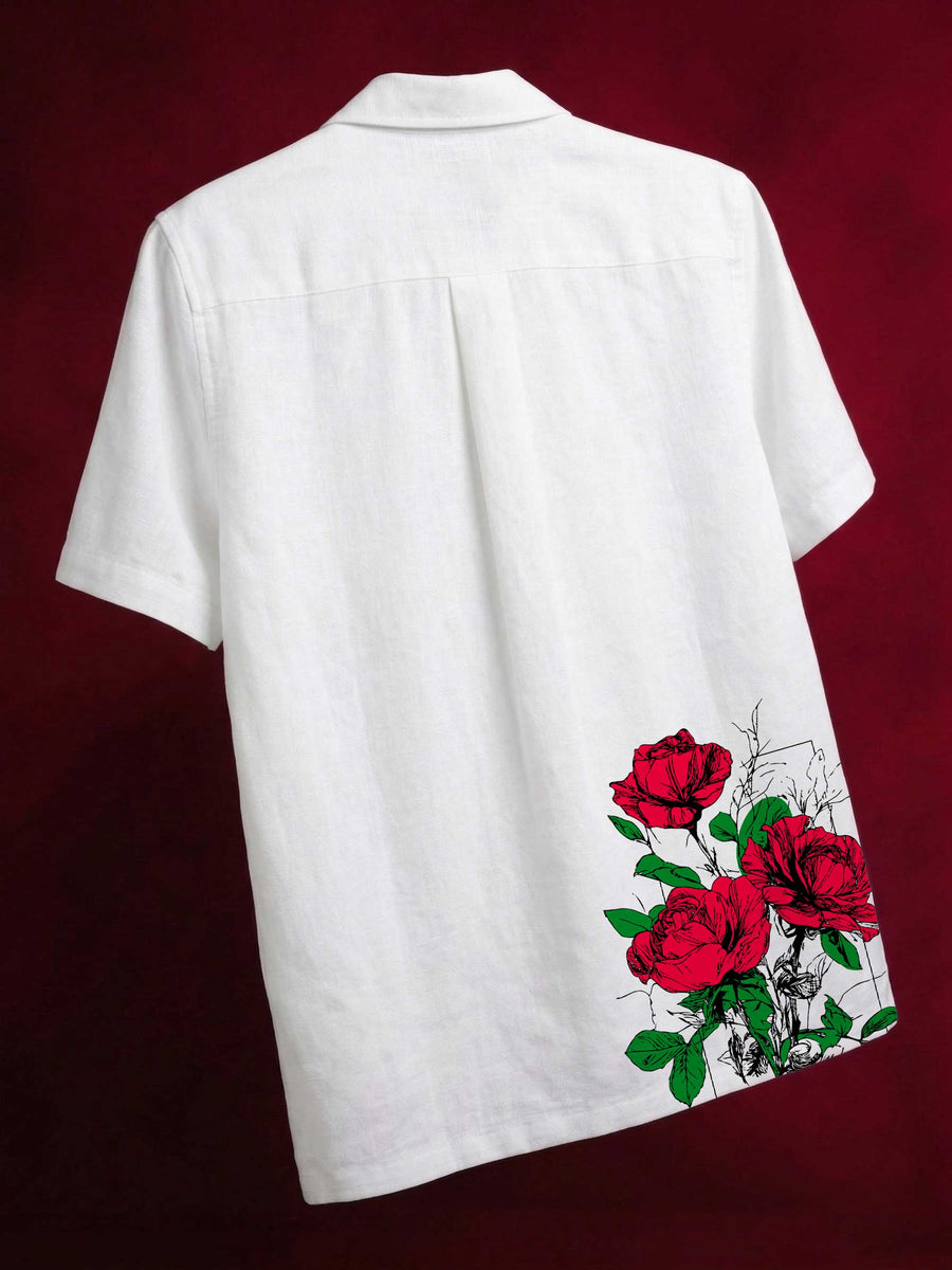 Rebel Crimson Bloom Cuban Shirt