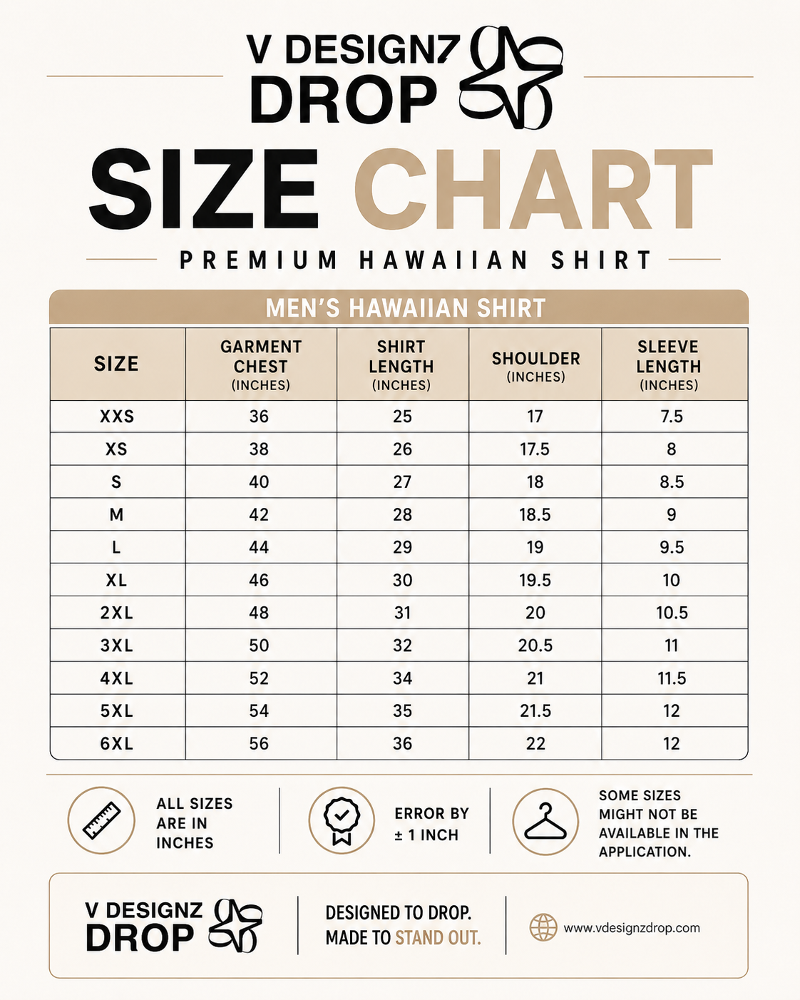 Size Guide — Courtside Dunk Linen Shirt